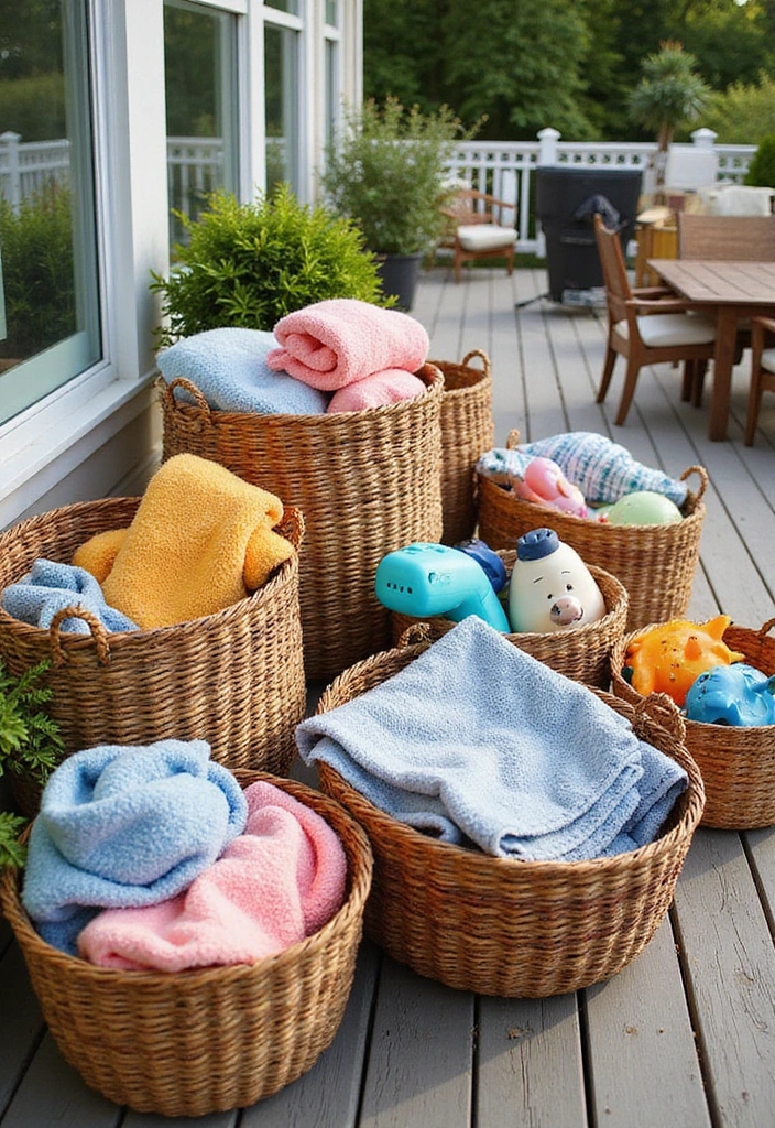 13 Deck Storage Hacks for a Stunning Outdoor Look (Wait Until You See #5!) - 3. Decorative Baskets