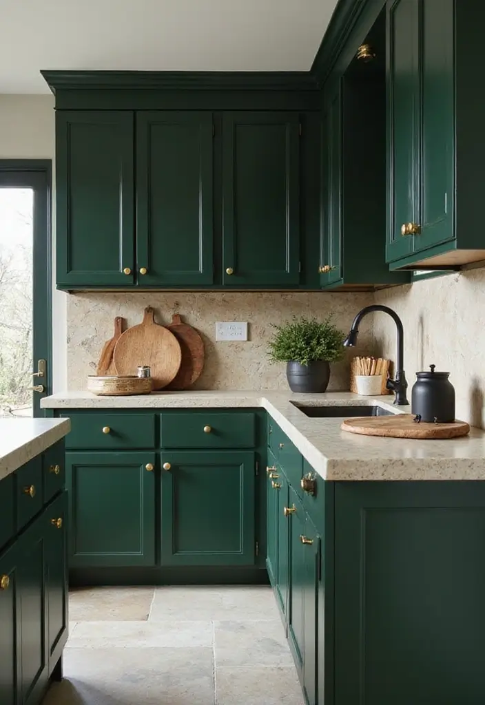 13 Elegant Kitchen Cabinet Colors That Exude Luxury (You’ll Want Them All!) - 5. Rich Forest Green