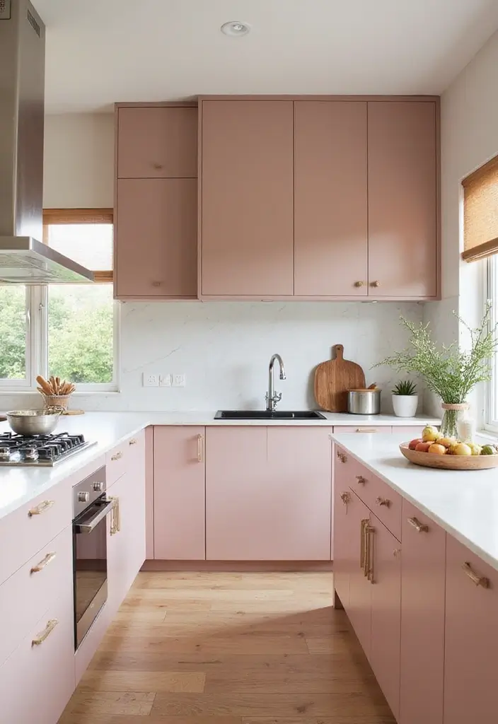 13 Elegant Kitchen Cabinet Colors That Exude Luxury (You’ll Want Them All!) - 7. Elegant Blush Pink