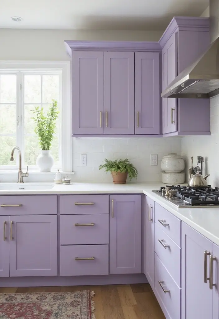 13 Elegant Kitchen Cabinet Colors That Exude Luxury (You’ll Want Them All!) - 9. Muted Lavender