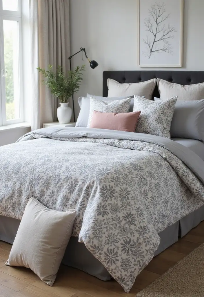 13 Luxurious Grey Bedroom Textiles That'll Make You Feel Like Royalty! - 13. Printed Duvet Covers