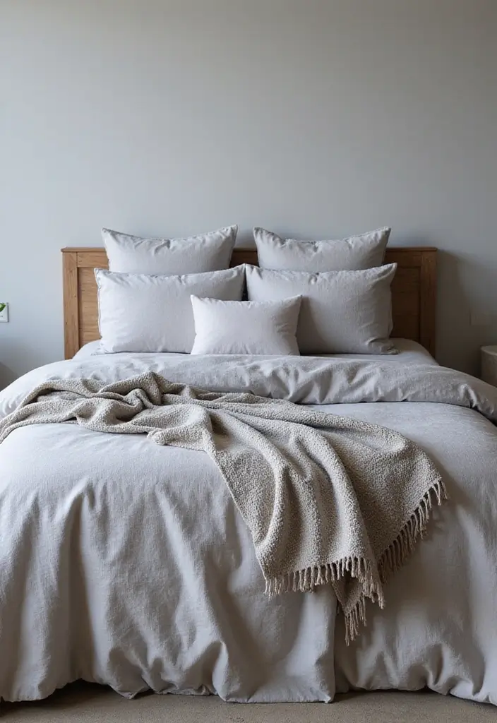 13 Luxurious Grey Bedroom Textiles That'll Make You Feel Like Royalty! - 6. Textured Cotton Bedding