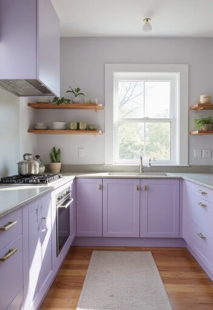 13 Modern Kitchen Cabinet Colors That Are Taking Over (Get Ready to Be Inspired!) - 12. Soft Lavender: A Gentle Touch