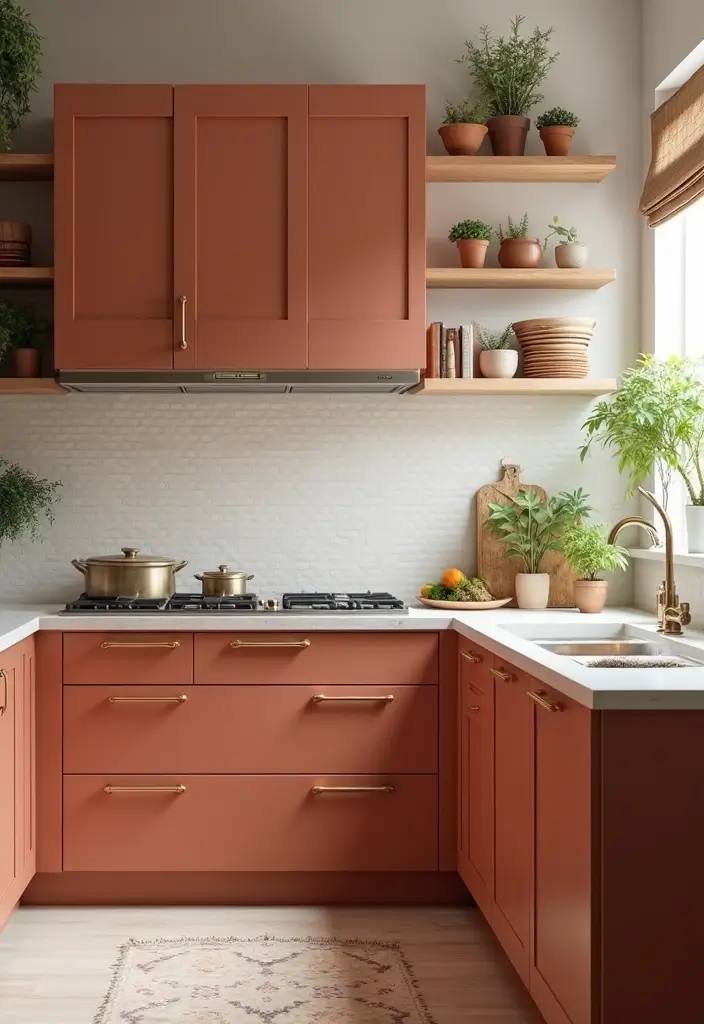 13 Modern Kitchen Cabinet Colors That Are Taking Over (Get Ready to Be Inspired!) - 13. Earthy Terracotta: Warm and Inviting