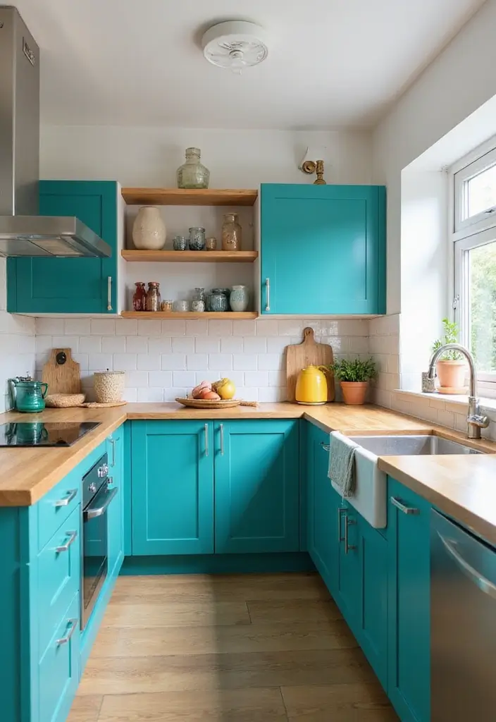 13 Modern Kitchen Cabinet Colors That Are Taking Over (Get Ready to Be Inspired!) - 5. Bold Teal: A Pop of Color