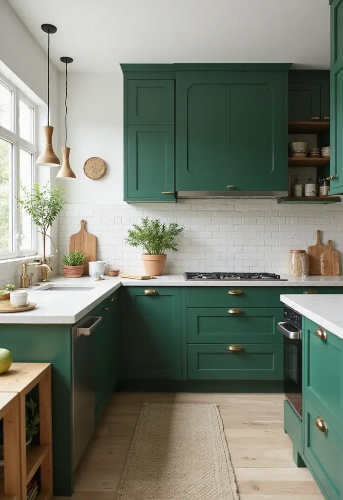 13 Modern Kitchen Cabinet Colors That Are Taking Over (Get Ready to Be Inspired!) - 9. Forest Green: A Bold Natural Touch