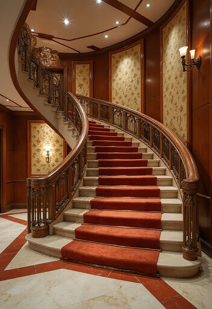 13 Vintage Staircase Styles That Bring Timeless Charm to Your Home (#5 Is Stunning!) - 3. Art Deco Glamour