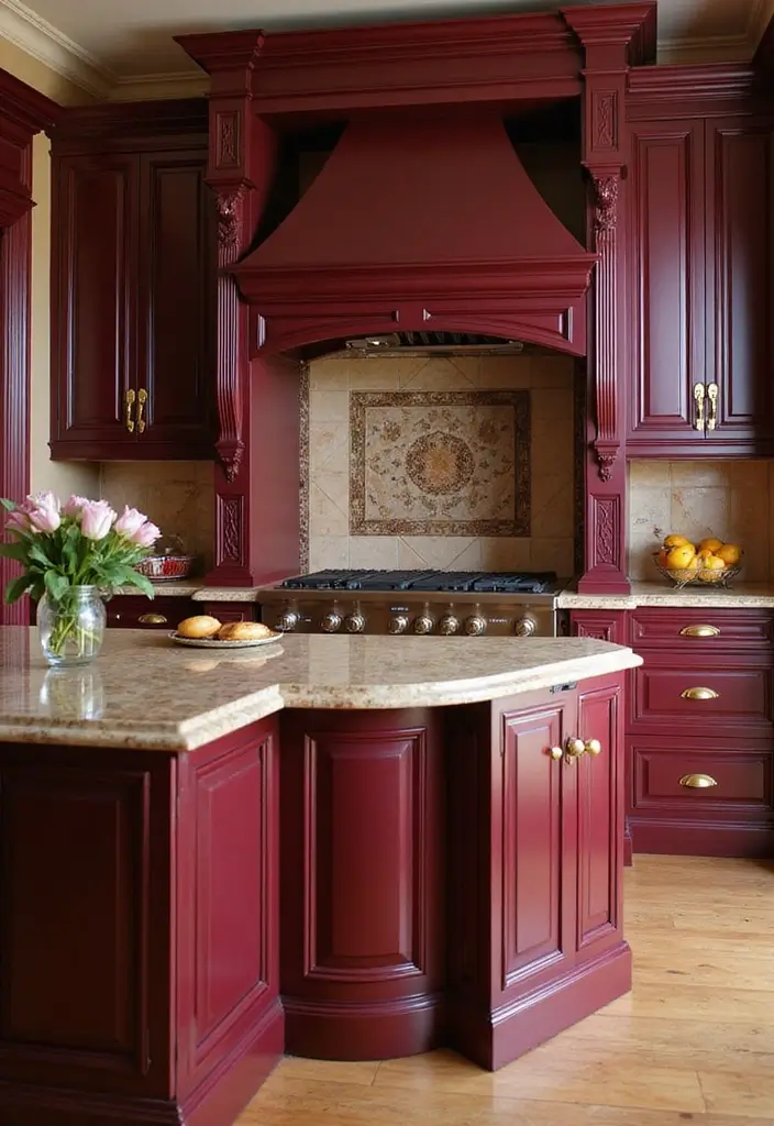 14 Classic Kitchen Cabinet Colors That Will Never Go Out of Style! - 13. Burgundy Red