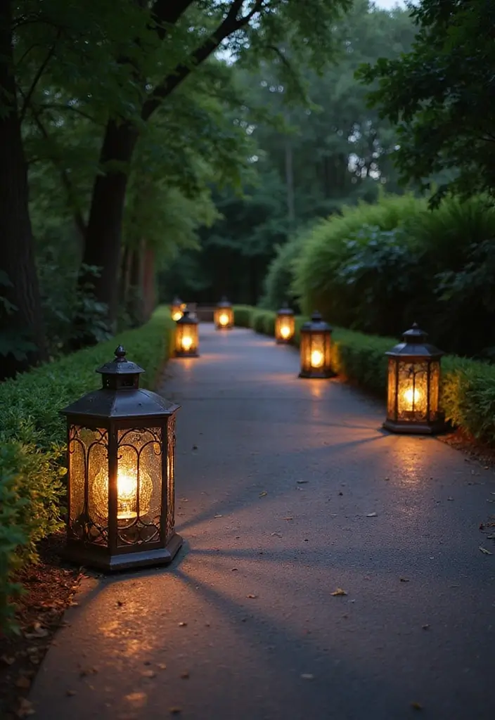 14 Magical Driveway Lighting Designs That Will Brighten Your Path! - 1. Lantern Light Elegance