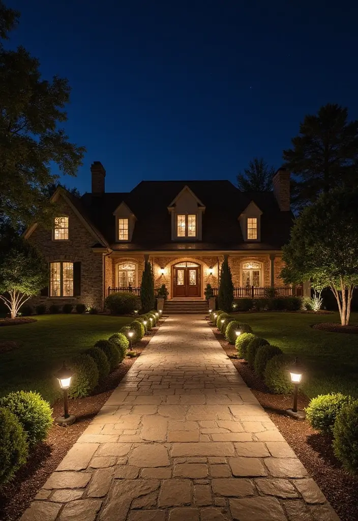 14 Magical Driveway Lighting Designs That Will Brighten Your Path! - 11. Natural Stone Lighting