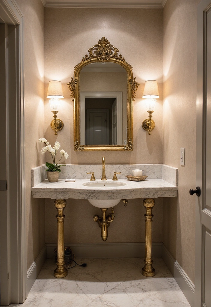 14 Modern Powder Room Designs That Redefine Chic (Get Inspired by #8!) - 3. Luxe Metallics
