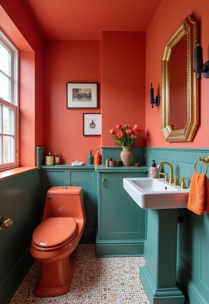 14 Modern Powder Room Designs That Redefine Chic (Get Inspired by #8!) - 7. Bold Colors