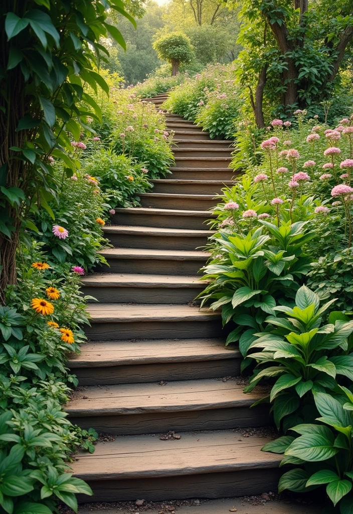 14 Outdoor Staircase Ideas That Will Turn Your Garden Into a Fairytale Oasis! - 1. Rustic Wooden Charm