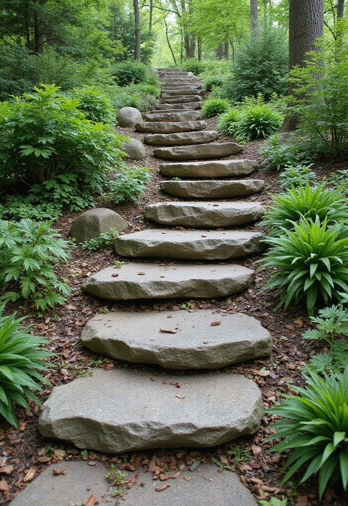 14 Outdoor Staircase Ideas That Will Turn Your Garden Into a Fairytale Oasis! - 13. Natural Rock Steps