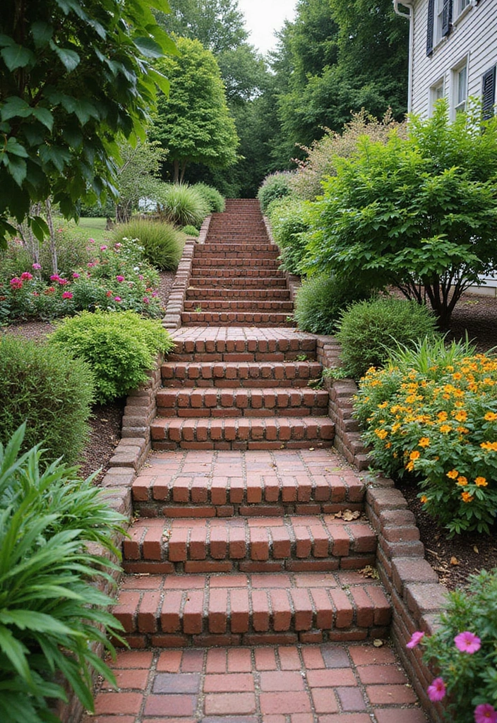 14 Outdoor Staircase Ideas That Will Turn Your Garden Into a Fairytale Oasis! - 4. Charming Brick Pathway