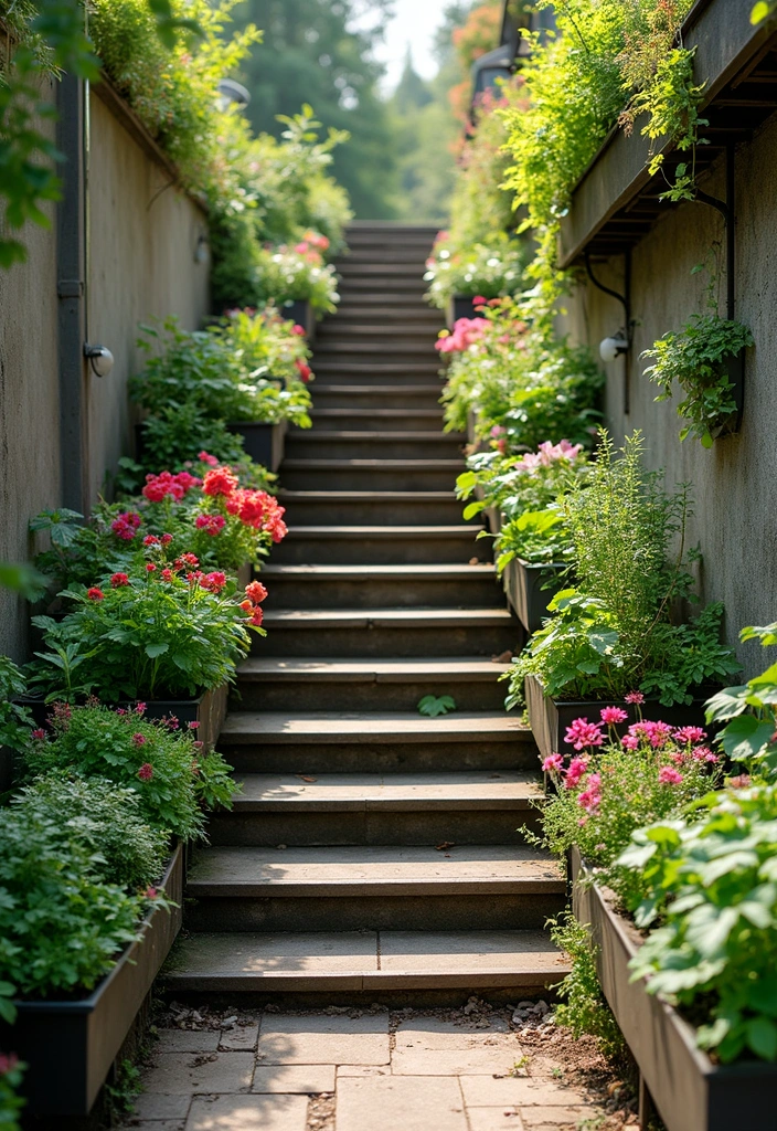 14 Outdoor Staircase Ideas That Will Turn Your Garden Into a Fairytale Oasis! - 7. Vertical Garden Stairs