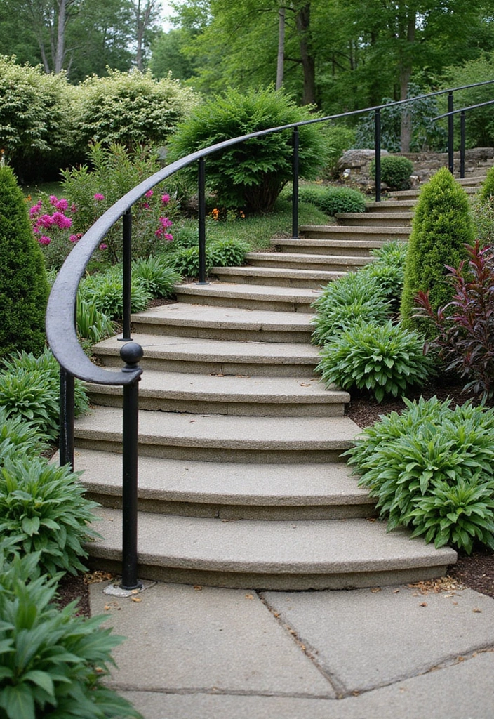 14 Outdoor Staircase Ideas That Will Turn Your Garden Into a Fairytale Oasis! - 8. Curved Elegance