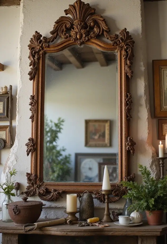 14 Rustic Vintage Decor Ideas That'll Bring Cozy Charm to Your Home! - 4. Antique Mirrors for Reflection