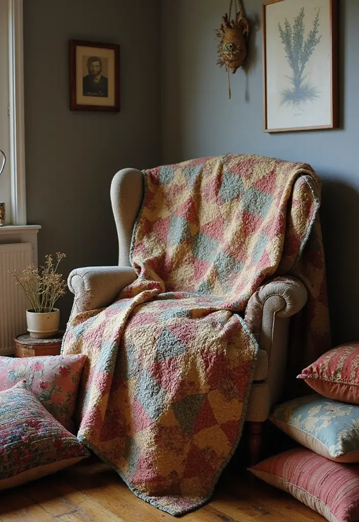 14 Rustic Vintage Decor Ideas That'll Bring Cozy Charm to Your Home! - 7. Cozy Textiles and Fabrics
