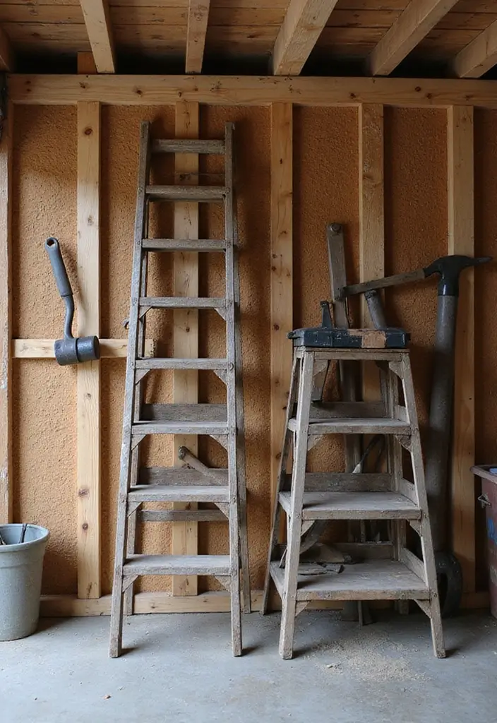 14 Shed Organization Ideas That Will Make Your Neighbors Jealous! - 11. Ladder Storage