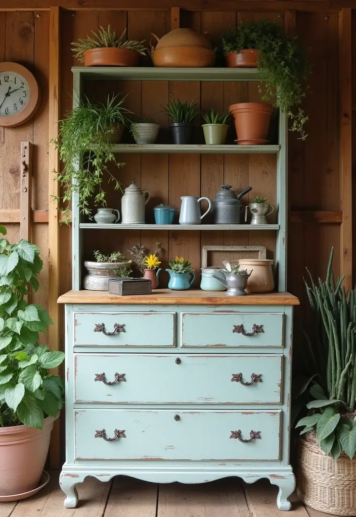 14 Shed Organization Ideas That Will Make Your Neighbors Jealous! - 6. Repurposed Furniture