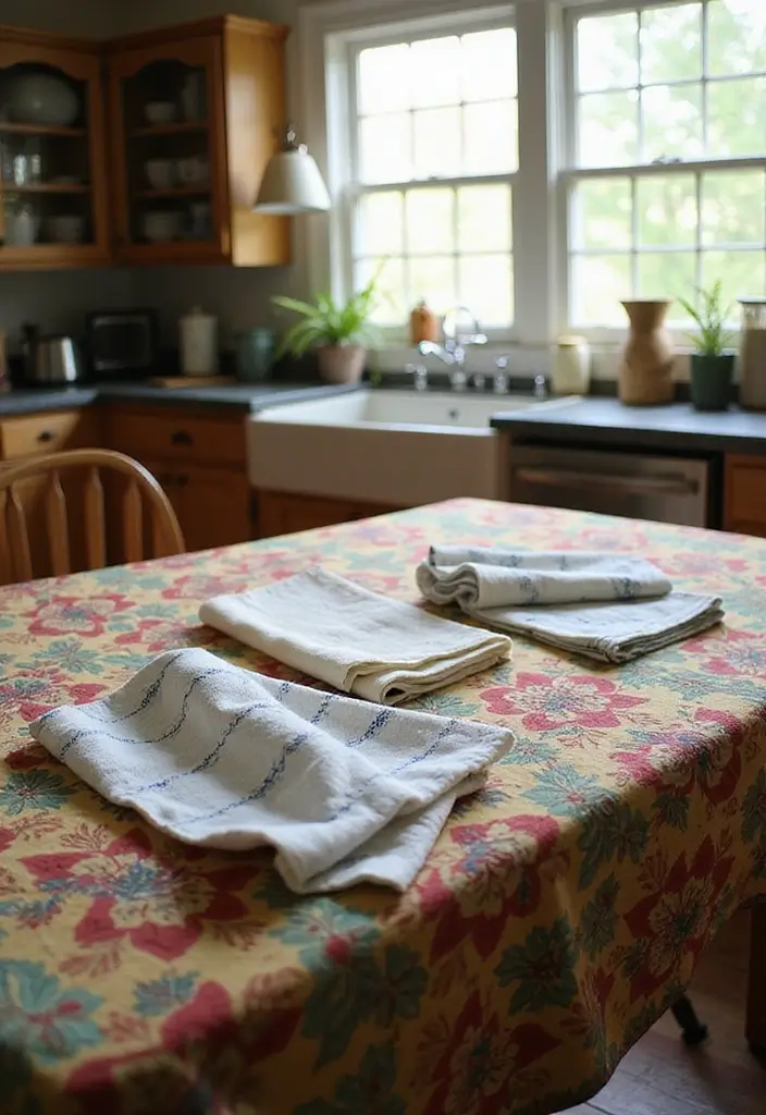 14 Vintage Kitchen Decor Ideas That Will Make You Fall in Love with Cooking Again! - 10. Vintage Table Linens