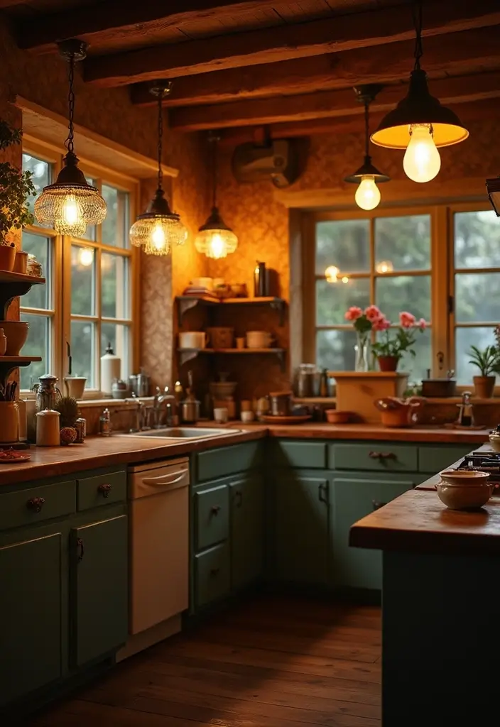 14 Vintage Kitchen Decor Ideas That Will Make You Fall in Love with Cooking Again! - 13. Vintage Light Fixtures