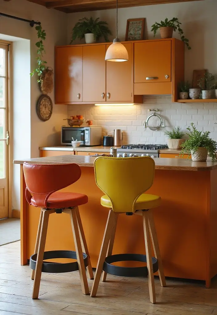 14 Vintage Kitchen Decor Ideas That Will Make You Fall in Love with Cooking Again! - 4. Retro Bar Stools