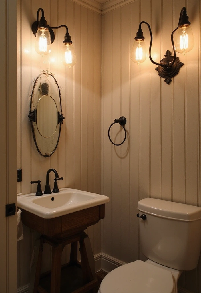 15 Ambient Lighting Ideas That Will Transform Your Powder Room Into a Spa-Like Retreat! - 13. Vintage Style Lighting