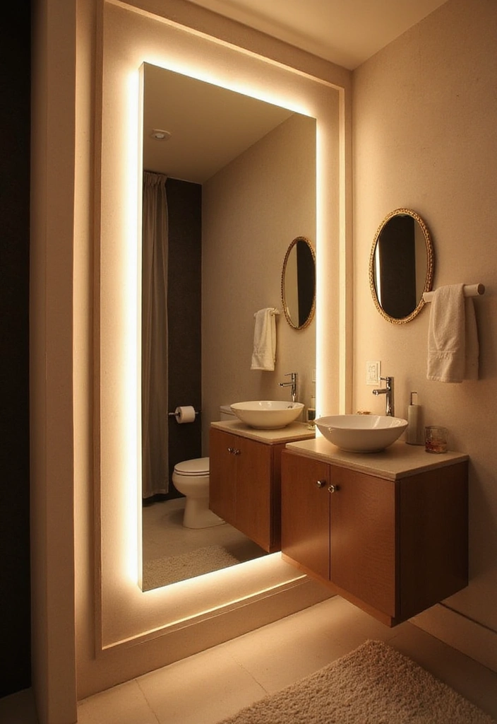 15 Ambient Lighting Ideas That Will Transform Your Powder Room Into a Spa-Like Retreat! - 2. Backlit Mirrors