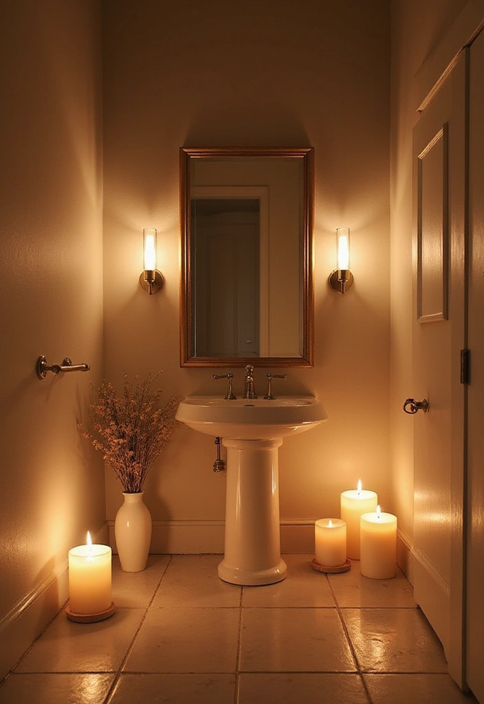 15 Ambient Lighting Ideas That Will Transform Your Powder Room Into a Spa-Like Retreat! - 4. Candlelight Ambiance