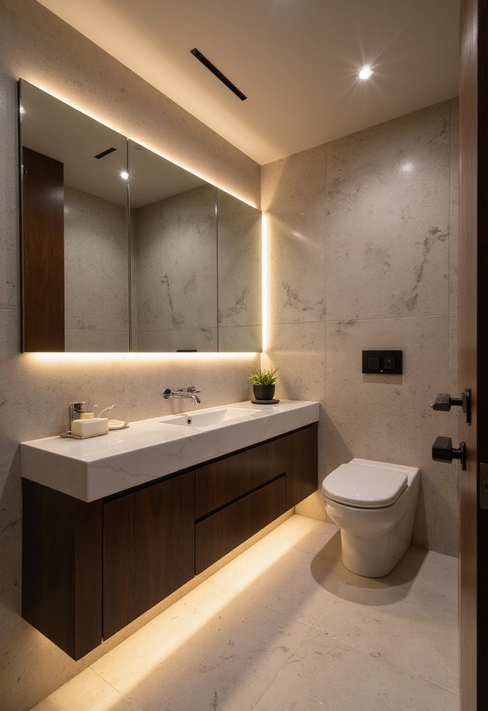 15 Ambient Lighting Ideas That Will Transform Your Powder Room Into a Spa-Like Retreat! - 6. LED Strip Lighting