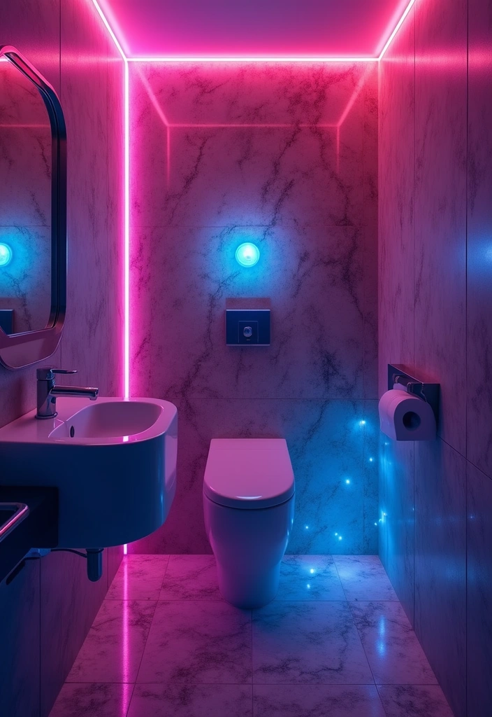 15 Ambient Lighting Ideas That Will Transform Your Powder Room Into a Spa-Like Retreat! - 9. Color-Changing LED Lights