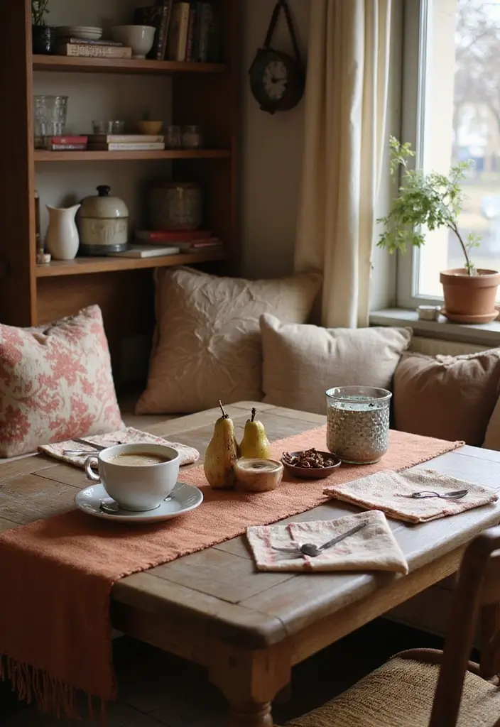 15 Coffee Bar Decor Ideas That Will Spark Joy Every Morning (Check Out #8!) - 10. Cozy Textiles for Comfort