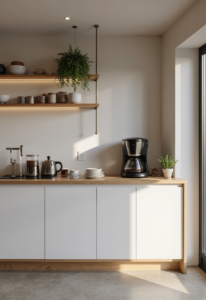 15 Coffee Bar Decor Ideas That Will Spark Joy Every Morning (Check Out #8!) - 15. Minimalist Approach for Clarity