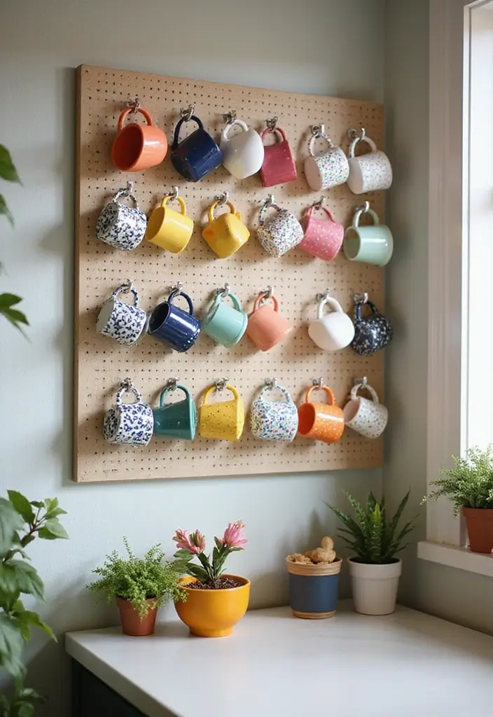 15 Coffee Bar Decor Ideas That Will Spark Joy Every Morning (Check Out #8!) - 2. Vibrant Mug Display
