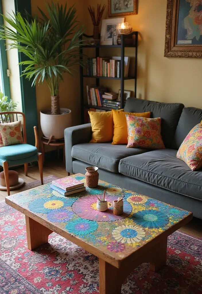 15 DIY Coffee Table Ideas That Are So Easy, You’ll Want to Make Them All This Weekend! - 12. Artistic Painted Table