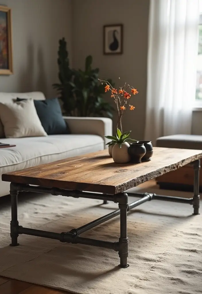 15 DIY Coffee Table Ideas That Are So Easy, You’ll Want to Make Them All This Weekend! - 3. Industrial Pipe Table