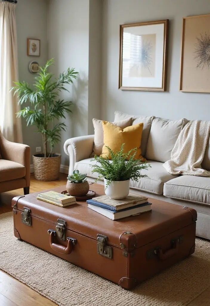 15 DIY Coffee Table Ideas That Are So Easy, You’ll Want to Make Them All This Weekend! - 4. Vintage Suitcase Table