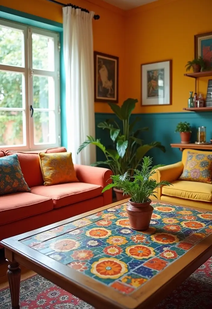 15 DIY Coffee Table Ideas That Are So Easy, You’ll Want to Make Them All This Weekend! - 8. Colorful Tile Table
