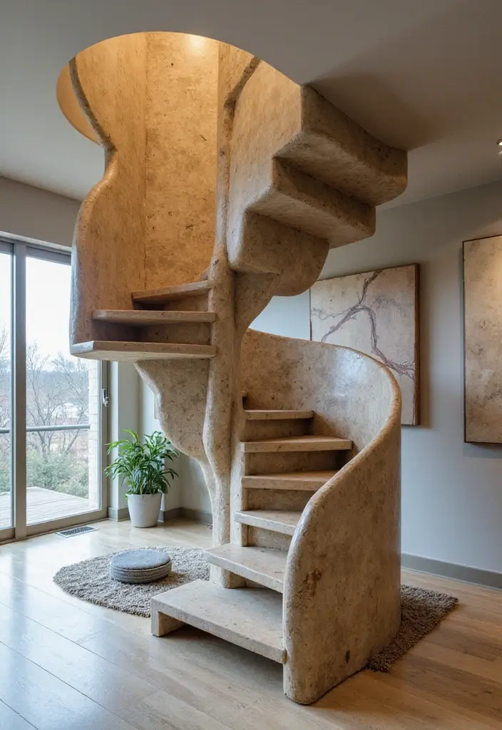 15 Modern Staircase Ideas That'll Elevate Your Home's Style Instantly! - 11. Artistic Staircase Designs