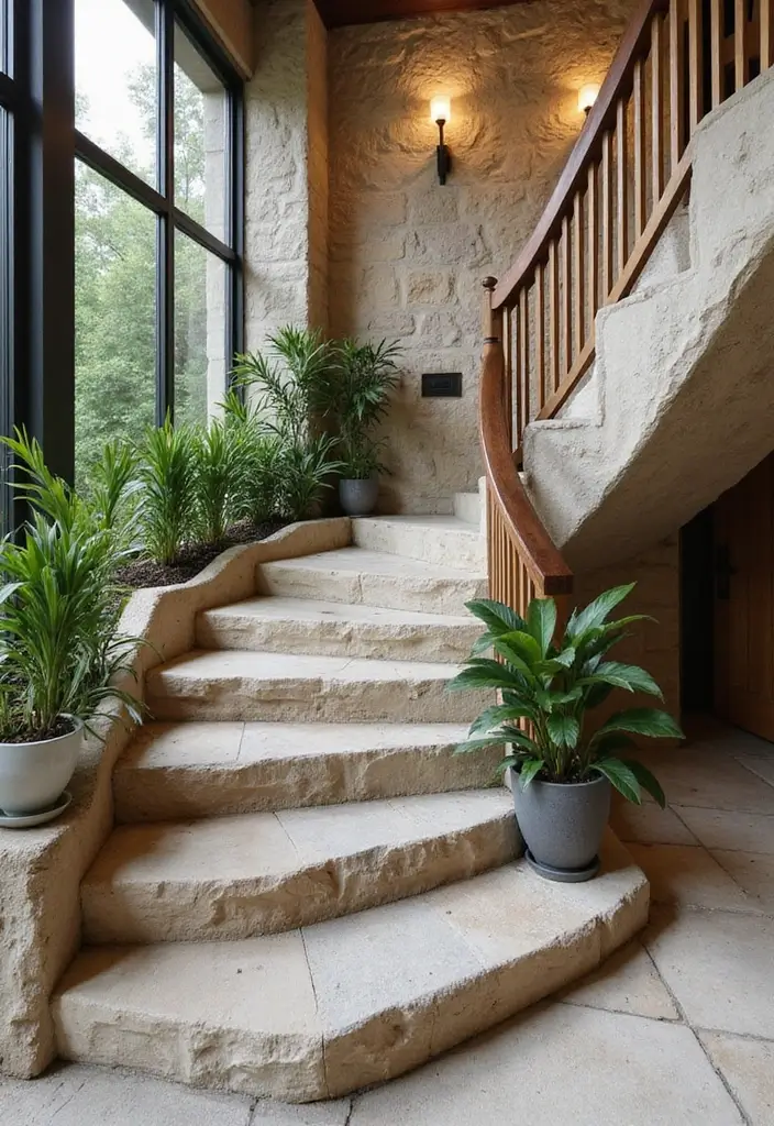 15 Modern Staircase Ideas That'll Elevate Your Home's Style Instantly! - 12. Outdoor-Style Staircases Inside