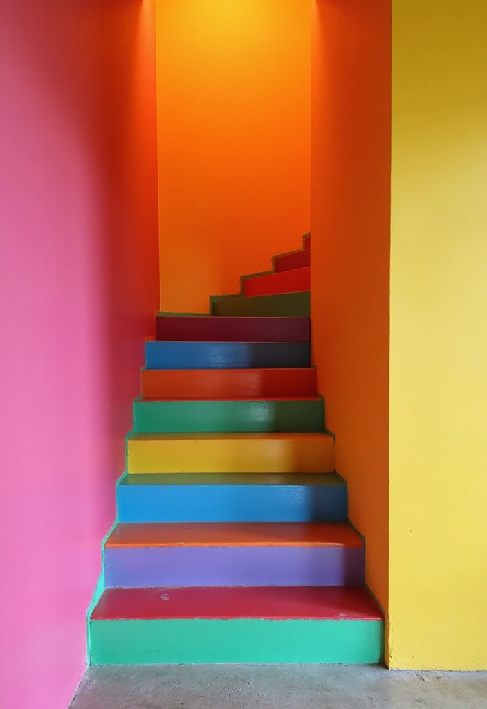 15 Modern Staircase Ideas That'll Elevate Your Home's Style Instantly! - 5. Bold Color Accents