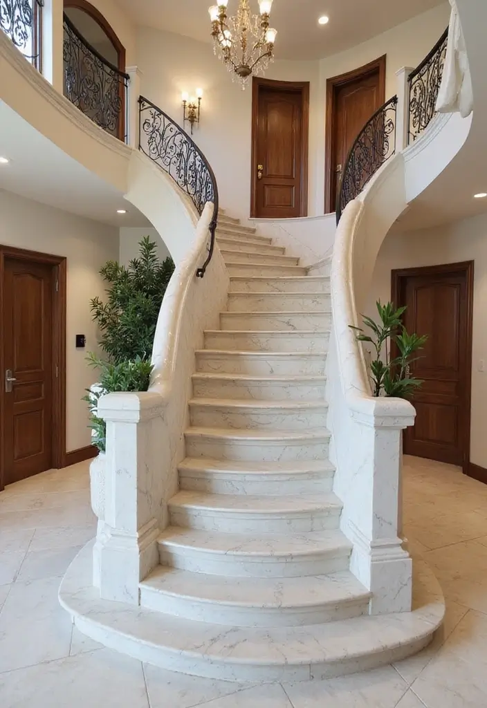 15 Modern Staircase Ideas That'll Elevate Your Home's Style Instantly! - 6. Curved Staircases for Elegance