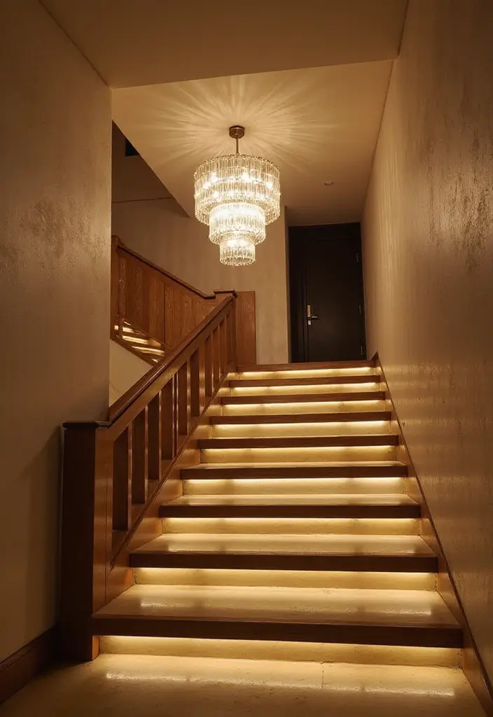 15 Modern Staircase Ideas That'll Elevate Your Home's Style Instantly! - 8. Statement Lighting Fixtures