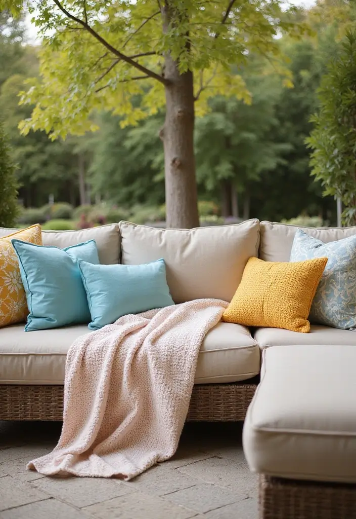 15 Outdoor Spring Decor Ideas That Will Make Your Patio the Envy of the Neighborhood (#9 Is a Game-Changer!) - 8. Outdoor Pillows and Throws