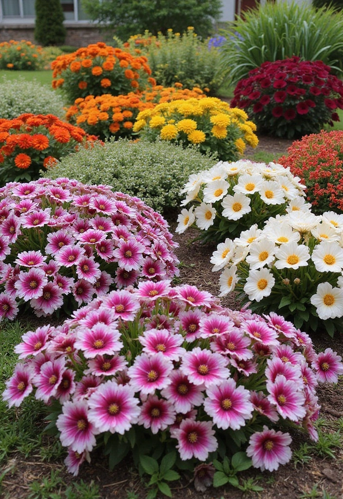16 Gorgeous Round Flower Bed Ideas That Will Make Your Neighbors Envy You! - 13. Cool-Climate Blooms