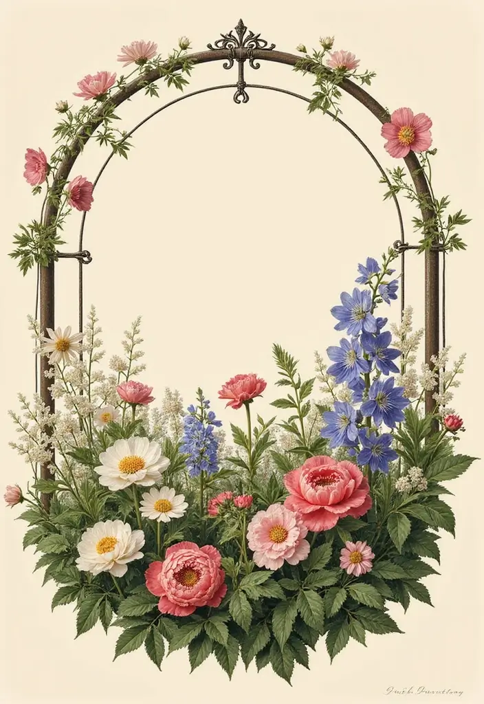 16 Gorgeous Round Flower Bed Ideas That Will Make Your Neighbors Envy You! - 14. Vintage Botanical