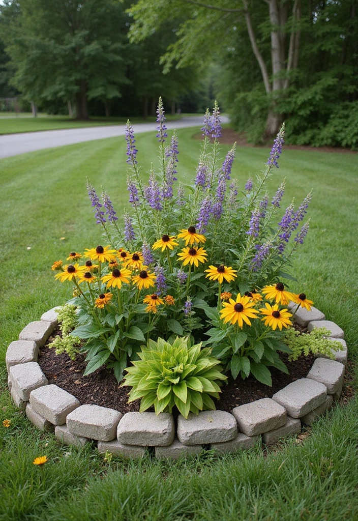 16 Gorgeous Round Flower Bed Ideas That Will Make Your Neighbors Envy You! - 16. Eco-Friendly Native Plant Garden