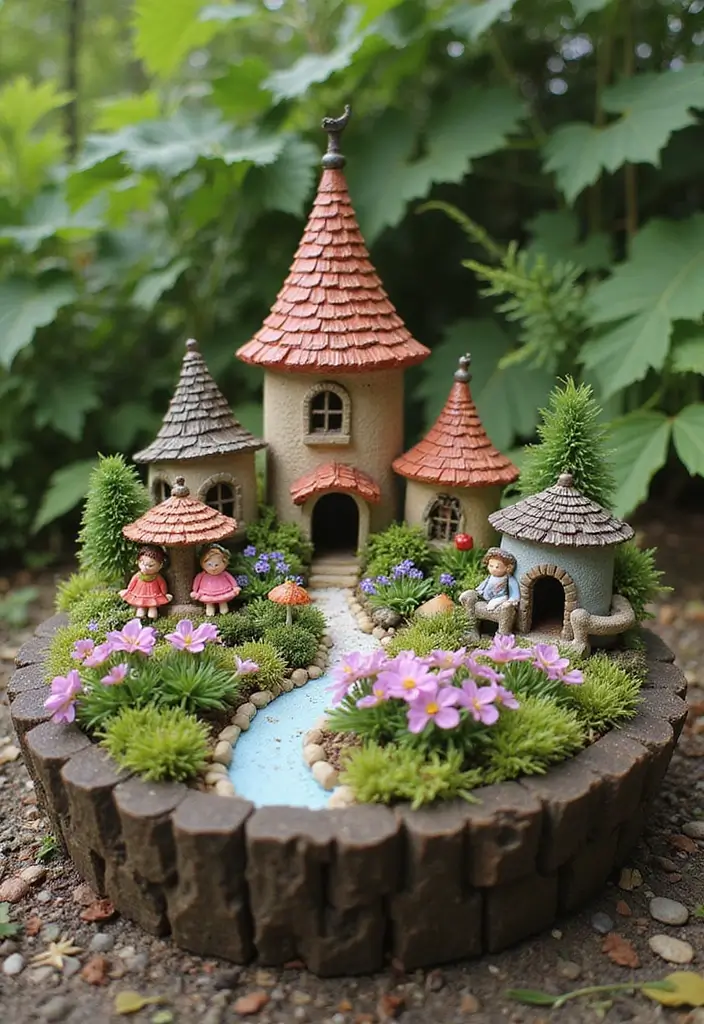 16 Gorgeous Round Flower Bed Ideas That Will Make Your Neighbors Envy You! - 4. Whimsical Fairy Garden